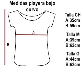 Medidas tallas playera Bajo curvo