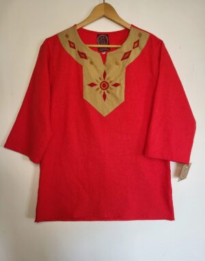 Camisa cuello V talla CH lino algodón