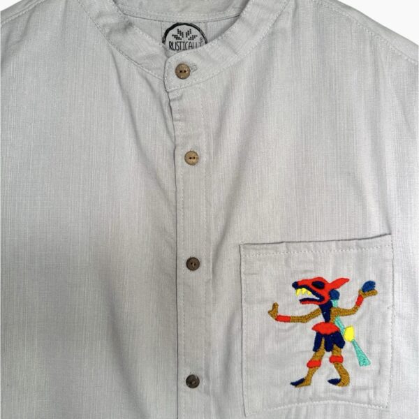 Camisa cuello mao talla G bambú con algodón - Imagen 2