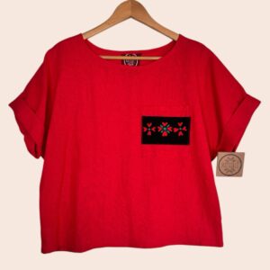 Blusa manga Japonesa talla M, lino con algodón